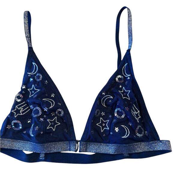 Women’s Size Small Navy Blue and Silver Celestial Bralette - Picture 4 of 5